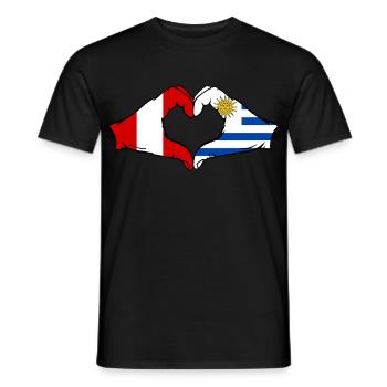 Peru Uruguay Flagge Hände Herzform - Männer T-Shirt - Schwarz - Vorne - AI Model Male 178 light (178cm)