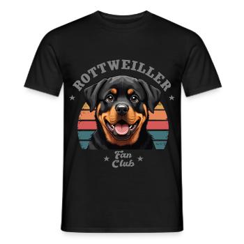 Rottweiler fan club Tshirt chien drôles - T-shirt homme - noir - Devant - AI Model Male 178 light (178cm)