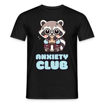 Anxiety Club – Angstclub mit süßem Waschbär - Männer T-Shirt - Schwarz - Vorne - AI Model Male 178 light (178cm)