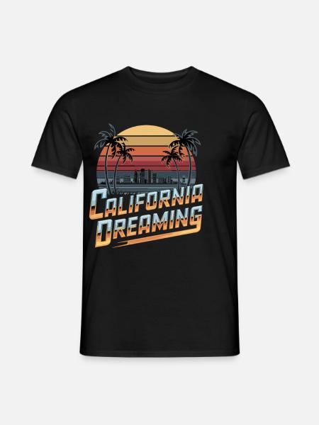California Dreaming Stadt Skyline Palmen Retro - Männer T-Shirt - Schwarz