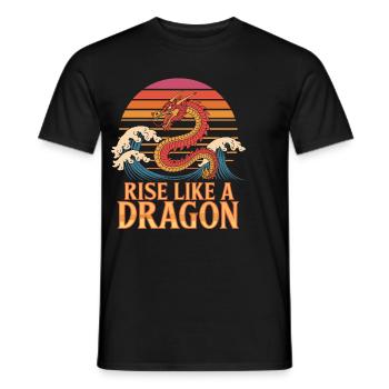 Levez-vous comme un dragon Sunset waves - T-shirt homme - noir - Devant - AI Model Male 178 light (178cm)