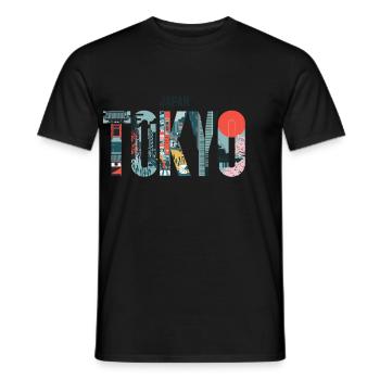 Japan Tokyo Cityscape Travel Adventure - Men's T-Shirt - black - Front - AI Model Male 178 light (178cm)