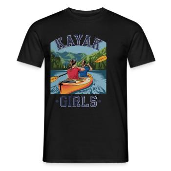 Kayak Girls Nature Adventure for Water Sports - Men's T-Shirt - black - Front - AI Model Male 178 light (178cm)
