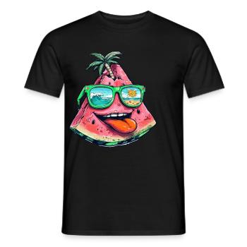 Wassermelone Sommerparty Paradies mit Palmen und - Männer T-Shirt - Schwarz - Vorne - AI Model Male 178 light (178cm)