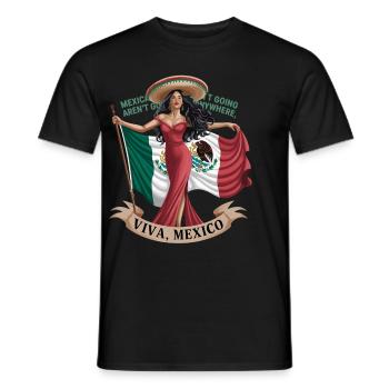 Viva Mexico Stolze Mexikanerin Mit Flagge Und - Männer T-Shirt - Schwarz - Vorne - AI Model Male 178 light (178cm)