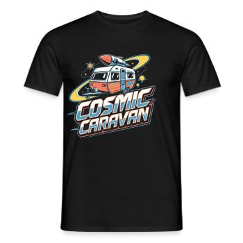 Cosmic Caravan Space Adventure for Explorers - Men's T-Shirt - black - Front - AI Model Male 178 light (178cm)