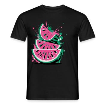 Fresh Watermelon Summer Motif with Splashes - Men's T-Shirt - black - Front - AI Model Male 178 light (178cm)