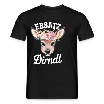 Ersatz Dirndl Blumenkranz Hirschkopf Illustration - Männer T-Shirt - Schwarz - Vorne - AI Model Male 178 light (178cm)