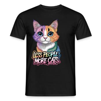 Moins de personnes Plus de chats Motif de chat coloré - T-shirt homme - noir - Devant - AI Model Male 178 light (178cm)