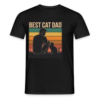 Meilleure silhouette rétro de papa chat avec chat - T-shirt homme - noir - Devant - AI Model Male 178 light (178cm)