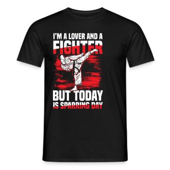 I'm a lover and a fighter but today - Men's T-Shirt - black - Front - AI Model Male 178 light (178cm)