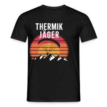Thermik Gleitschirm Abenteuer Im Sonnenuntergang - Männer T-Shirt - Schwarz - Vorne - AI Model Male 178 light (178cm)