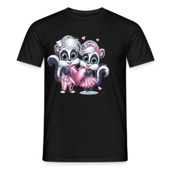 Couple de mouffettes mignon avec cœur pour la Saint-Valentin - T-shirt homme - noir - Devant - AI Model Male 178 light (178cm)