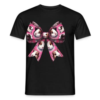 Coquette Bow Guinea Pig Pattern Cute Pet Mom Girl - Men's T-Shirt - black - Front - AI Model Male 178 light (178cm)