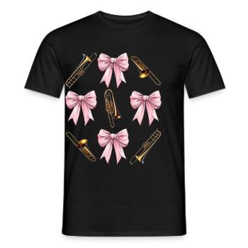 Coquettish Bow Trombone Girl Trombonist Mom - Men's T-Shirt - black - Front - AI Model Male 178 light (178cm)