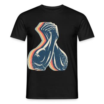 Arm Wrestling Arm Wrestler Retro Line Art - Men's T-Shirt - black - Front - AI Model Male 178 light (178cm)