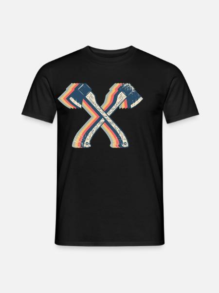 Axt-Werfen Axt-Werfer Retro Line Art - Männer T-Shirt - Schwarz