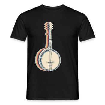 Banjo Instrument Banjospieler Retro Line Art - Männer T-Shirt - Schwarz - Vorne - AI Model Male 178 light (178cm)