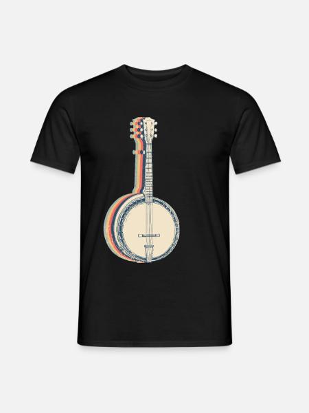 Banjo Instrument Banjospieler Retro Line Art - Männer T-Shirt - Schwarz