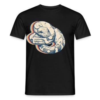 Ball Python Snake Retro Line Art - Men's T-Shirt - black - Front - AI Model Male 178 light (178cm)