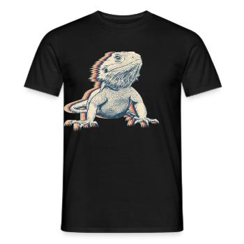 Dragon-barbu lézard Rétro Line Art - T-shirt homme - noir - Devant - AI Model Male 178 light (178cm)