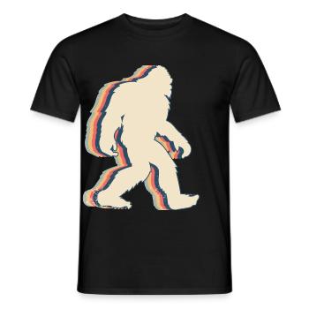 Bigfoot Sasquatch Yeti Retro Line Art - Men's T-Shirt - black - Front - AI Model Male 178 light (178cm)