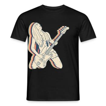 Bassist Bassist Guitarist Guitar Retro - Men's T-Shirt - black - Front - AI Model Male 178 light (178cm)