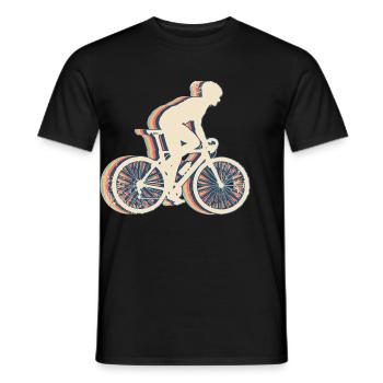 Cycling Biker Cyclist Bicycle Retro Line - Men's T-Shirt - black - Front - AI Model Male 178 light (178cm)