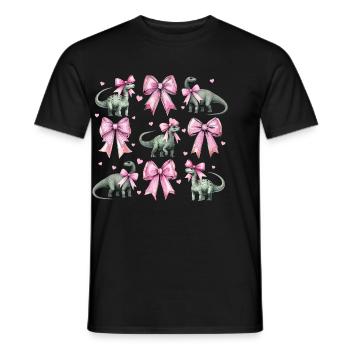 Coquette Bogen Brontosaurus Dinosaurier Mädchen - Männer T-Shirt - Schwarz - Vorne - AI Model Male 178 light (178cm)