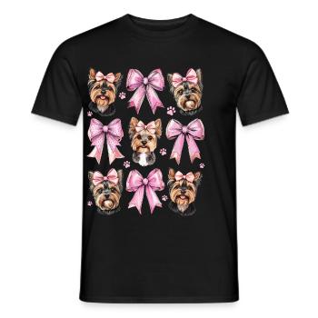 Coquette Bow Yorkshire Terrier Chien Yorkie - T-shirt homme - noir - Devant - AI Model Male 178 light (178cm)