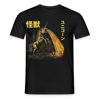 Kaiju Unicorn Japanese Monster Anime Manga - Men's T-Shirt - black - Front - AI Model Male 178 light (178cm)