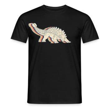Ankylosaurus Dinosaur Retro Line Art - Men's T-Shirt - black - Front - AI Model Male 178 light (178cm)