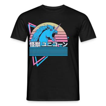 Vaporwave Ästhetik Kaiju Einhorn Japanisches - Männer T-Shirt - Schwarz - Vorne - AI Model Male 178 light (178cm)
