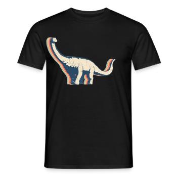 Brontosaurus Dinosaur Retro Line Art - Men's T-Shirt - black - Front - AI Model Male 178 light (178cm)
