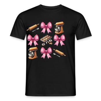 Coquette Bow Baking Tools Baker Mom Moms - Men's T-Shirt - black - Front - AI Model Male 178 light (178cm)