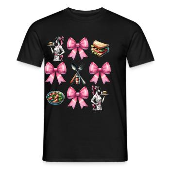 Coquette Bow Lunch Lady Cafeteria Worker Mom - Men's T-Shirt - black - Front - AI Model Male 178 light (178cm)