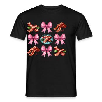 Coquette Bow Lanières de bacon Porc Maman - T-shirt homme - noir - Devant - AI Model Male 178 light (178cm)