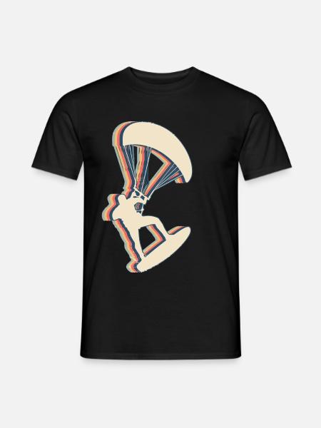 Kitesurf Kite Surfer Rétro Line Art - T-shirt homme - noir