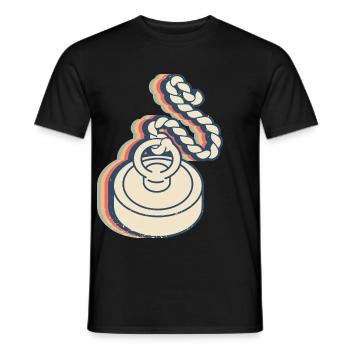 Magnet Fishing Magnet Fisherman Retro Line Art - Men's T-Shirt - black - Front - AI Model Male 178 light (178cm)