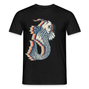 Koi Fish Carp Nishikigoi Japan Retro Line Art - Men's T-Shirt - black - Front - AI Model Male 178 light (178cm)