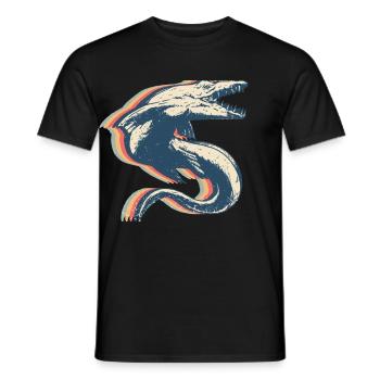 Mosasaurus Dinosaur Retro Line Art - Men's T-Shirt - black - Front - AI Model Male 178 light (178cm)