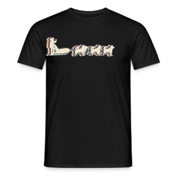 Mushing Sled Dog Sledding Retro Line Art - Männer T-Shirt - Schwarz - Vorne - AI Model Male 178 light (178cm)
