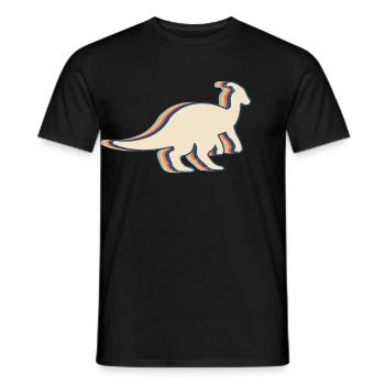 Parasaurolophus Dinosaur Retro Line Art - Men's T-Shirt - black - Front - AI Model Male 178 light (178cm)
