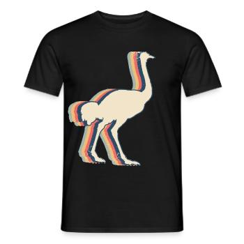 Ostrich Animal Retro Line Art - Men's T-Shirt - black - Front - AI Model Male 178 light (178cm)