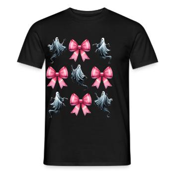 Coquettish Bow Ghost Ghost Spooky - Men's T-Shirt - black - Front - AI Model Male 178 light (178cm)