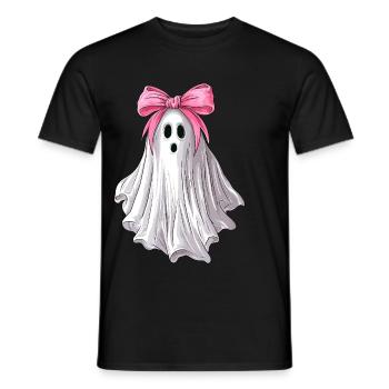 Coquettish Bow Ghost Ghost Spooky - Men's T-Shirt - black - Front - AI Model Male 178 light (178cm)
