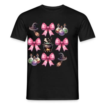 Coquette Arc Sorcière Chapeau Chaudron Spooky Halloween - T-shirt homme - noir - Devant - AI Model Male 178 light (178cm)
