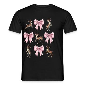 Coquette Bow Reindeer Christmas - Men's T-Shirt - black - Front - AI Model Male 178 light (178cm)