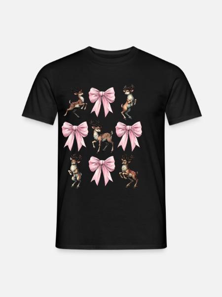 Coquette Bow Reindeer Christmas - Men's T-Shirt - black