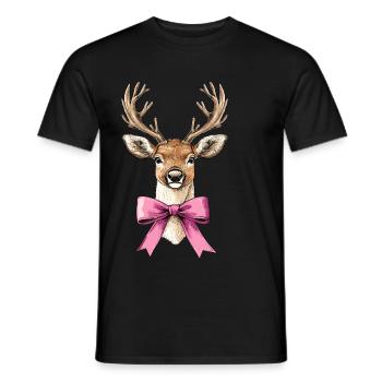 Coquette Bow Reindeer Christmas - Men's T-Shirt - black - Front - AI Model Male 178 light (178cm)